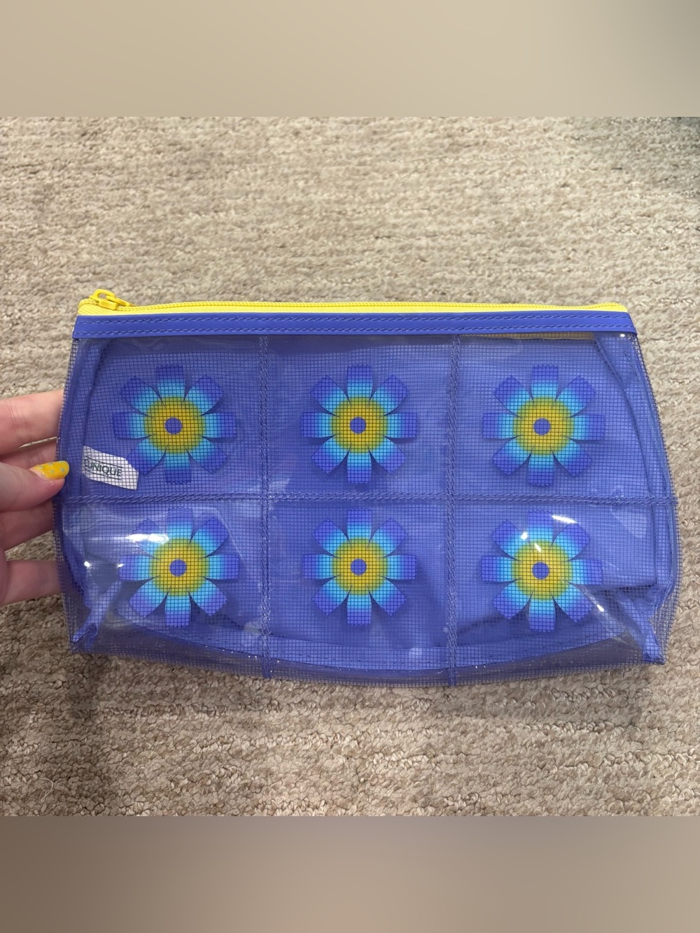 Clinique Blue & Yellow Floral Cosmetics Bag